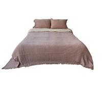 Jeté de lit 100 % mousseline de coton, 4 couches, couverture de lit en mousseline de coton turc douce, réversible, marron (lit double/grand lit, 91 x 95-230 x 240 cm)