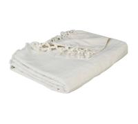 Jeté de lit ""Anjali"" coton blanc ivoire 160x220cm - Atmosphera createur d'interieur