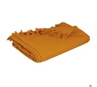 Atmosphera – Jeté de lit en coton – Jaune moutarde – 160 x 220 cm
