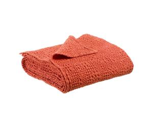 Jeté de lit coton stonewashed Vivaraise Tana Rouge 180x260 cm