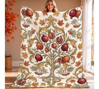 Jeté de lit d'automne rustique à motif de feuille d'érable rouge d'automne - Couverture décorative douce et confortable pour canapé, sofa, lit, dortoir, chaise, voiture, fauteuil inclinable, 152,4 x