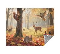 Jeté de lit d'automne Safari Animal Cerf écureuil Lièvre Couverture pour femme 127 x 178 cm