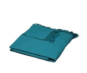 Jeté de lit en Coton Bleu Canard 230 x 250 cm - Atmosphera