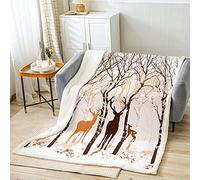 Jeté de lit motif cerf de Noël, couverture d'hiver pour enfants, garçons, arbres saisonniers, couverture sherpa en polyester naturel léger pour canapé, taille bébé (76,2 x 101,6 cm)