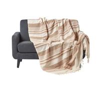 Jeté de lit ou de canapé à rayures Morocco Beige 225 x 255 cm