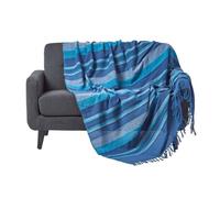 Jeté de lit ou de canapé à rayures Morocco Bleu 225 x 255 cm