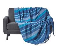 Jeté de lit ou de canapé à rayures Morocco Bleu 255 x 360 cm