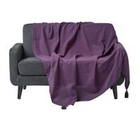 Jeté de lit ou de canapé - HOMESCAPES - Rajput - Violet - 225 x 255 cm - Coton naturel
