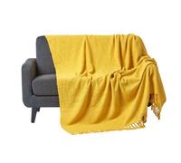 Jeté de lit ou de canapé Jaune Nirvana en coton, 255 x 360 cm
