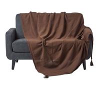 HOMESCAPES Plaid canapé en Coton, Jeté de lit ou de canapé tissé Main - Rajput - Chocolat - 255x360cm