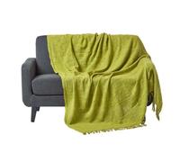 Jeté de lit ou de canapé Vert Nirvana en coton, 225 x 255 cm