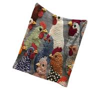 Jeté de lit « Poules » - Couverture en flanelle légère et pliable avec motif de poulet - Couette réversible pour le canapé-lit, position douce et confortable pour une sieste - Pour la maison, la