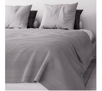 Jeté de lit - Soleil d'Ocre - Adèle - 240x220 cm - 70% coton - Gris - Fines rayures