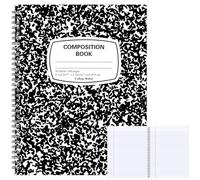 Jetec 1 Pack Spiral Composition Notebooks Bulk College Ruled Black Marble Hard Cover Composition Notebook 9-3/4 x 7-1/2 Inches College Office Supplies 100 Pages
