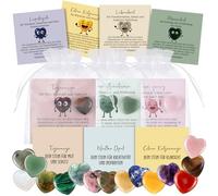 Jetec 15 Pierres Porte-Bonheur avec Carte de Signification dans un Sachet en Organza Ensemble de Pierres C ur Colorées Pierres de Guérison, de Courage, de Protection, Porte-Bonheur