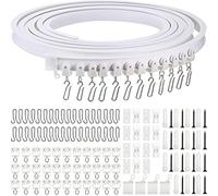 Jetec 5 m Rail Rideaux Plafond Flexible avec Crochets Set de Rail Rideau Plafond Courbé PVC et Acier Inoxydable pour Fenêtre de Douche, Séparateur de Pièce de Camping-Car, Chambre, Balcon