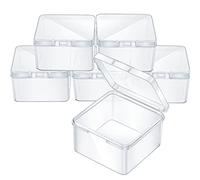 Jetec 6 Pièces Mini Boîtes de Conteneurs de Stockage de Perles en Plastique Transparent pour Collecte de Petits Objets, Perles, Bijoux, Cartes de Visite, Artisanat (2,48 x 2,48 x 1,57 Pouces)