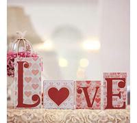 Jetec Blocs en Bois en Forme de cœur pour la Saint-Valentin, décoration de Table autoportante, Lettres d'amour, Panneaux de Table pour la Maison, Les fêtes, Les Mariages, la décoration de Table