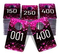 Jetec Live Lot de 400 étiquettes numérotées en plastique réutilisables pour cartes à suspendre de manteau (rose rouge, 400 pièces)