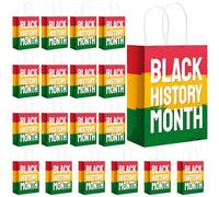 Jetec Lot de 18 sacs cadeaux noirs du mois de l'histoire Juneteenth - Sacs en papier pour friandises et bonbons - Fournitures de décoration de fête