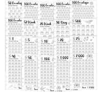 Jetec Lot de 20 feuilles de suivi de défi avec 6 trous perforés pour classeurs A5 à 6 anneaux, 100 enveloppes, cartes de suivi, planificateur budgétaire pour économiser de l'argent (style végétal)