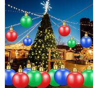 Jetec Lot de 6 grandes boules de Noël gonflables en PVC pour intérieur et extérieur - Fournitures de fête pour extérieur, jardin, cour, pelouse, porche, arbre - Décorations de vacances d'hiver (61 cm)