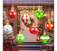 Jetec Lot de 8 grandes boules de Noël gonflables en PVC - 30,5 cm - Décoration de Noël surdimensionnée pour vacances, jardin, pelouse, porche, arbre (festif)