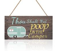 Jetec Panneau en bois à suspendre avec inscription « Thou Shalt Not Poop in The Camper » - 30 x 15 cm - Décoration murale pour maison, ferme, intérieur ou extérieur