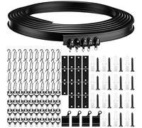 Jetec Rail de Rideau Plafond Kit de Rail Rideau Flexible Pliable avec Crochets en Métal pour Separation de Piece Chambre Balcon Bureau Hôtel (Noir, 5 m)