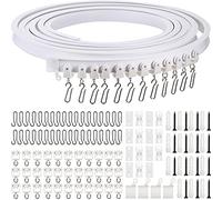 Jetec Rail de Rideau Plafond Kit de Rail Rideau Flexible Pliable avec Crochets en Métal pour Separation de Piece Chambre Balcon Bureau Hôtel (Blanc, 5 m)