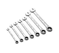 Jetech 7Pièces Jeu de clés anglaises mixtes à cliquet - Métrique 8-19mm - Clé à engrenages en acier de qualité industrielle Cr-V au fini chrome poli