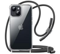JETech Coque en Bandoulière pour iPhone 14 6,1 Pouces avec Sangle Lanière Réglable, Housse Étui de Protection Clair Transparent Anti-Jaunissement Antichoc avec Cordon de Cou (Minuit)