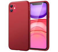 JETech Coque en Silicone pour iPhone 11 (2019), 6,1-Pouces, Étui de Protection Complète du Corps au Toucher Soyeux, Housse Doublure Douce en Tissu Microfibre, Anti-Chocs (Rouge)