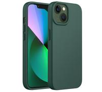 JETech Coque en Silicone pour iPhone 13 6,1 Pouces, étui de Protection Complète du Corps au Toucher Soyeux, Housse Doublure Douce en Tissu Microfibre, Anti-Chocs (Vert Nuit)