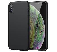 JETech Coque en Silicone pour iPhone X/XS, Étui de Protection Complète du Corps au Toucher Soyeux, Housse avec Doublure Douce en Tissu Microfibre, Anti-Chocs (Noir)