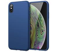 JETech Coque en Silicone pour iPhone X/XS, Étui de Protection Complète du Corps au Toucher Soyeux, Housse avec Doublure Douce en Tissu Microfibre, Anti-Chocs (Bleu Cobalt)