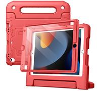 JETech Coque Enfant pour iPad 10,2 Pouces (9ème/8ème/7ème Génération, 2021/2020/2019) avec Protection Écran, Housse étui de Protecteur Antichoc avec Support Poignée (Rouge)