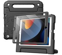 JETech Coque Enfant pour iPad 10,2 Pouces (9ème/8ème/7ème Génération, 2021/2020/2019) avec Protection Écran, Housse étui de Protecteur Antichoc avec Support Poignée (Noir)