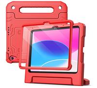 JETech Coque Enfant pour iPad (A16) 11ème/10ème Génération (2025/2022) avec Protecteur Écran Intégré, Housse Étui de Protecteur Antichoc avec Support Poignée (Rouge)