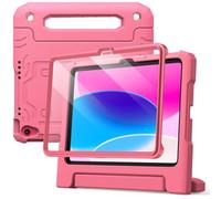 JETech Coque Enfant pour iPad (A16) 11ème/10ème Génération (2025/2022) avec Protecteur Écran Intégré, Housse Étui de Protecteur Antichoc avec Support Poignée (Rose)