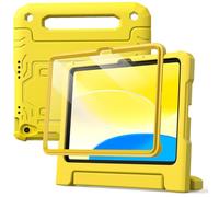 JETech Coque Enfant pour iPad (A16) 11ème/10ème Génération (2025/2022) avec Protecteur Écran Intégré, Housse Étui de Protecteur Antichoc avec Support Poignée (Jaune)