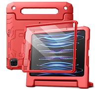 JETech Coque Enfant pour iPad Pro 11 Pouces (2022/2021/2020/2018 Modèle), iPad Air 5/4 (10,9 Pouces) avec Protecteur Écran Intégré, Housse Étui de Protecteur Antichoc Support Poignée (Rouge)
