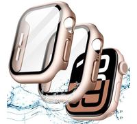 JETech Coque Étanche avec Protection D'écran pour Apple Watch Series 11/10 46mm, Film en Verre Trempé Intégré, Étui Housse de Protecteur Complète en PC Dur, Lot de 2 (Or Rose)