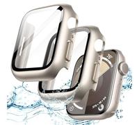 JETech Coque Étanche avec Protection D'écran pour Apple Watch Series 9 8 7 41mm, Film en Verre Trempé Intégré, Étui Housse de Protecteur Complète en PC Dur, Lot de 2 (Lumière Stellaire)