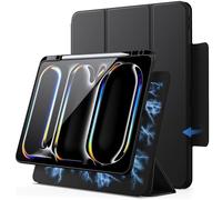 JETech Coque Magnétique Détachable pour iPad Pro 13 Pouces M5/M4 (2025/2024) avec Porte-Pencil, Étui Housse Transparent Rotative Amovible, Support Portrait/Paysage (Noir)