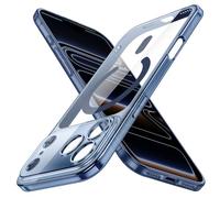 JETech Coque Magnétique Fine pour iPhone 17 Pro 6,3 Pouces Compatible avec MagSafe, Objectif Caméra Protection Complète, Étui Housse Transparente Protectrice Ultra Mince Légère (Bleu Intense)