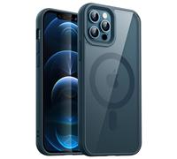 JETech Coque Magnétique pour iPhone 12/12 Pro 6,1 Pouces Compatible avec MagSafe, Étui Housse Antichoc Bumper, Cadre en TPU Mat de Couleur Unie, Dos Transparent Anti-Rayures (Bleu Pacifique)