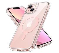 JETech Coque Magnétique pour iPhone 13 6,1 Pouces Compatible avec MagSafe Recharge sans Fil, Étui Housse de Téléphone Antichoc, Dos Transparente Anti-Rayures (Transparente/Rose)