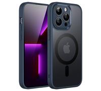 JETech Coque Magnétique pour iPhone 13 Pro 6,1 Pouces Compatible avec MagSafe, Etui Translucide Mat Arrière Housse Protection Complète de l'Objectif de Caméra Fine Antichoc (Marine)