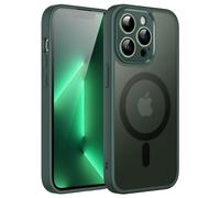JETech Coque Magnétique pour iPhone 13 Pro 6,1 Pouces Compatible avec MagSafe, Etui Translucide Mat Arrière Housse Protection Complète de l'Objectif de Caméra Fine Antichoc (Vert Nuit)